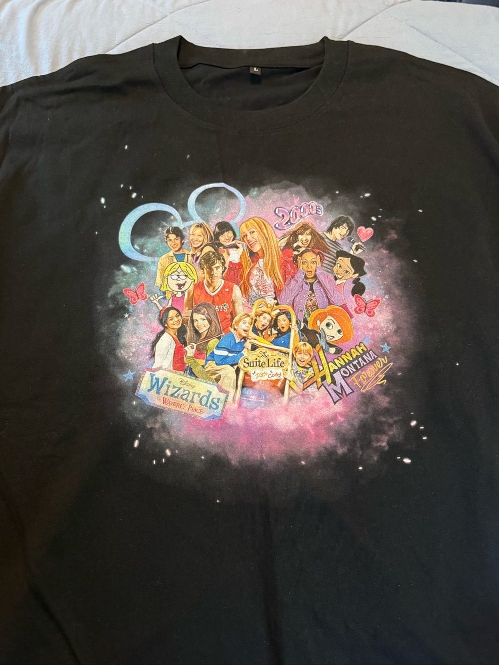 Black Graphic Tee Featuring 2000s Disney Shows